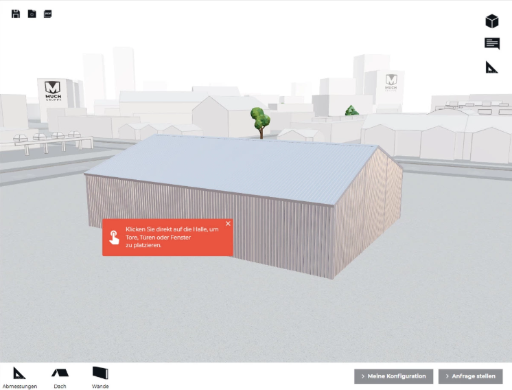 Screenshot des MUCH 3D-Hallenkonfigurators